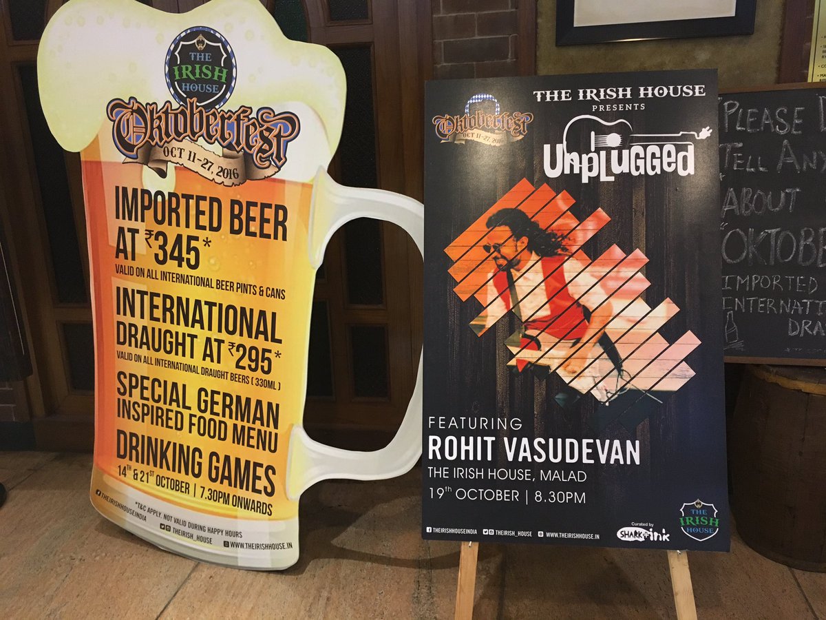 theirishhousein's tweet photo. We're unplugged &amp; LIVE at our Malad outpost. Watch our Instagram story to catch the action! #Oktoberfest #IrishHouse https://t.co/TaN0QnJKRo