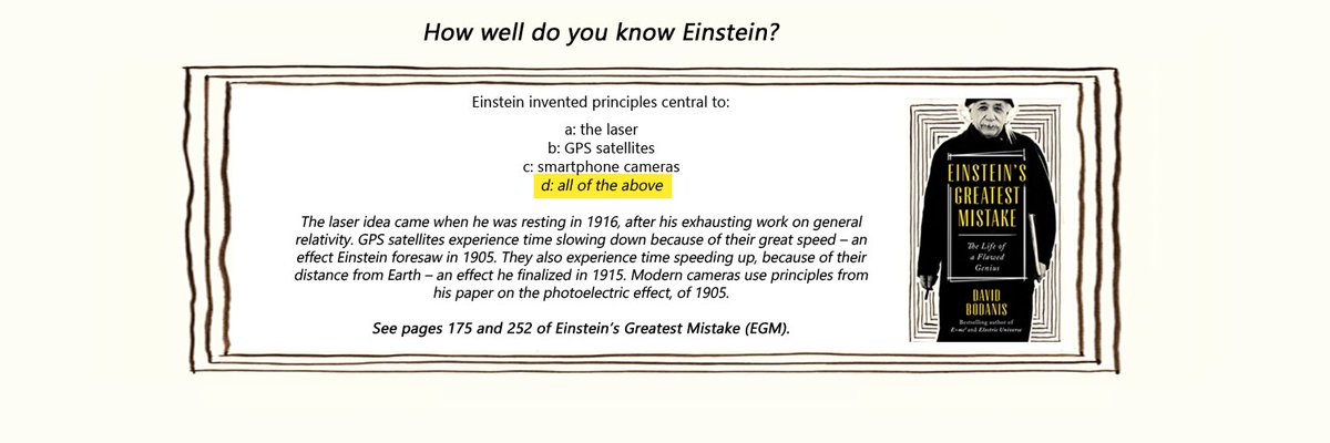 DavidBodanis's tweet image. How well do you know Einstein?  Here&apos;s the answer to today&apos;s earlier question.  How did you do? #EinsteinQuiz #CreativityIsContagious