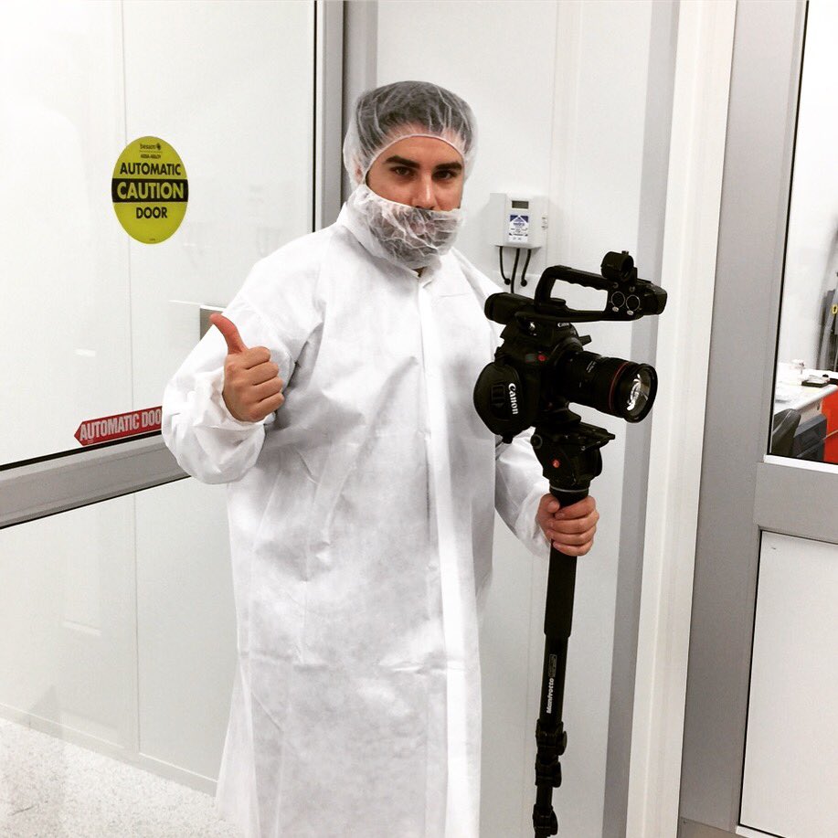 Colter filming lasers, testing technology and robots today at OSRAM Americas Corporate Innovation Center. #videoproduction #bts