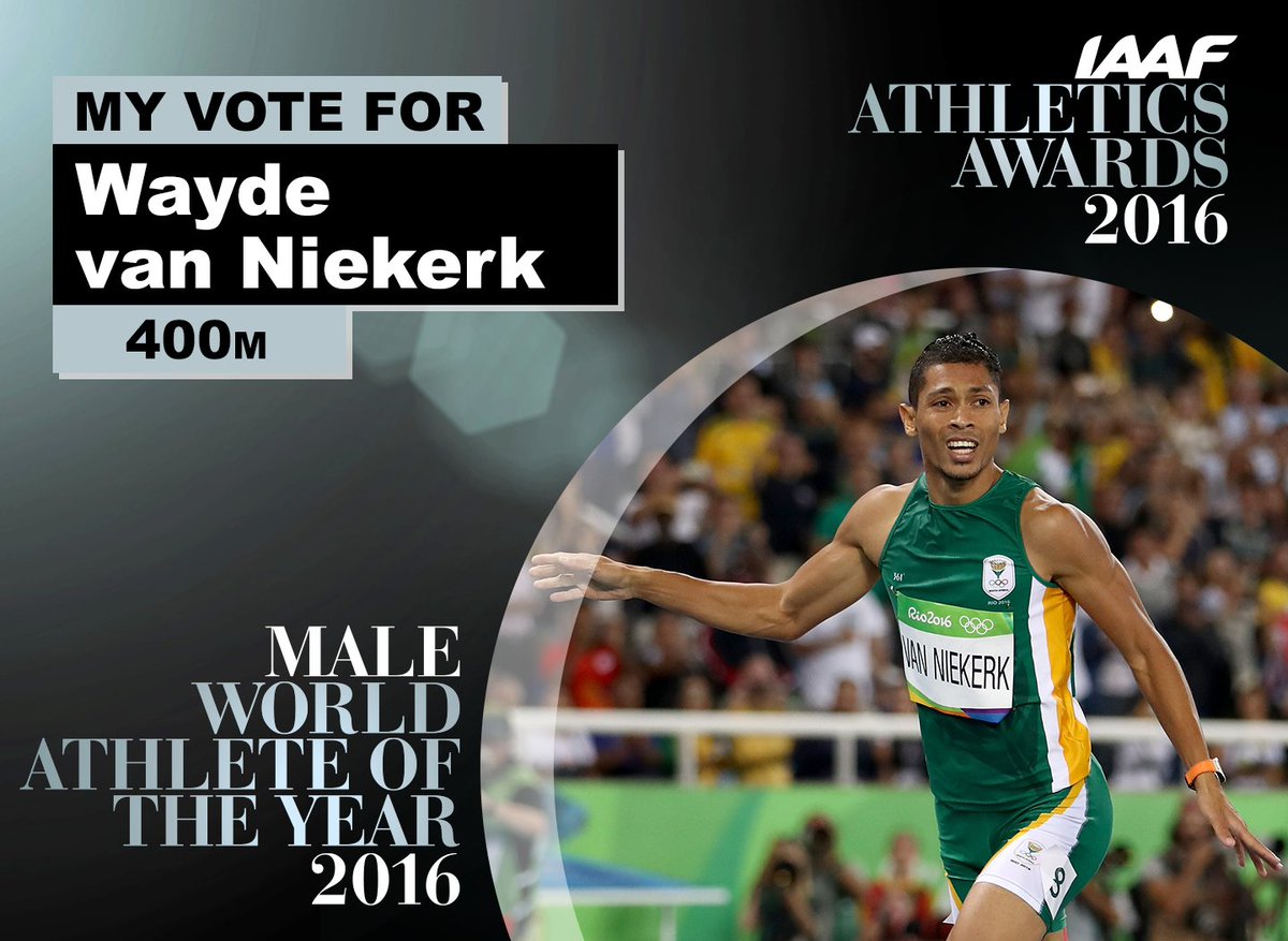 RT to vote <a href="/WaydeDreamer/">Wayde van Niekerk</a> as Male World Athlete of the Year 2016
 
Voting closes at 5PM GMT on 1 November