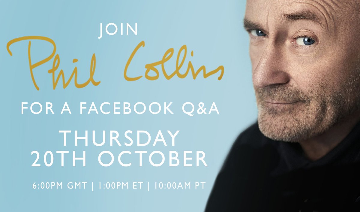 Phil will be live tomorrow on Facebook to answer your questions. Don’t forget to tune in! facebook.com/philcollins