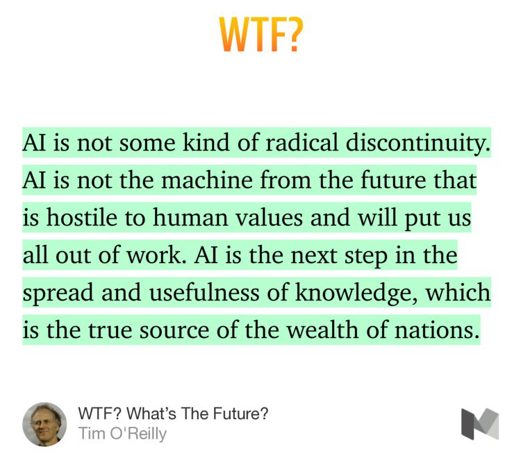 mgsiegler's tweet photo. “WTF? What’s The Future?” by @timoreilly 🤖🤖🤖 https://t.co/PUjhKeUztY https://t.co/9fznlIZEsX