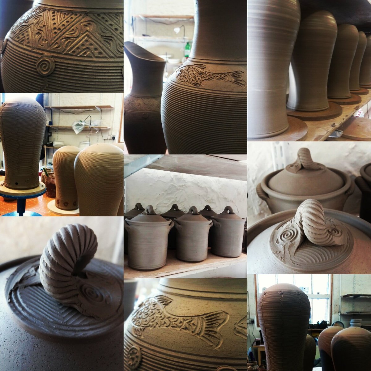 jenniegilbert20's tweet photo. Pots in progress!
#pottery #handmade #christmaspresents #fifieldbavant #mishima #stoneware https://t.co/FGpQxuF3dE