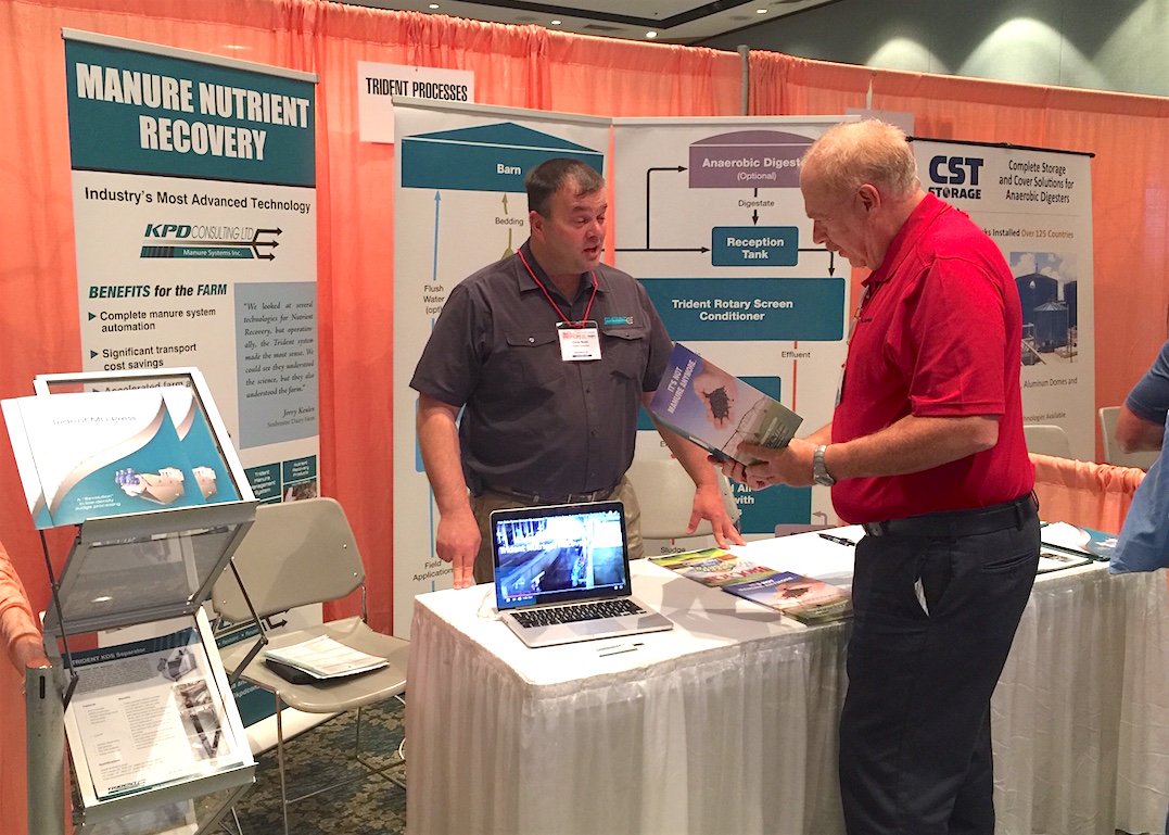 TridentProcess's tweet photo. Good conversations around Trident nutrient recovery and digester enhancement for dairy farms @ambiogascouncil at #REFOR16 https://t.co/JRQTPgkCij