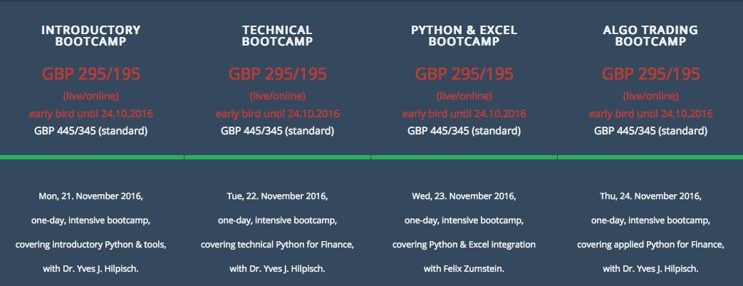 dyjh's tweet image. 5 Days left for Early Bird Tickets #PythonQuantsConf in Nov in #LDN | #Python #Finance #algotrading #excel | fpq.io