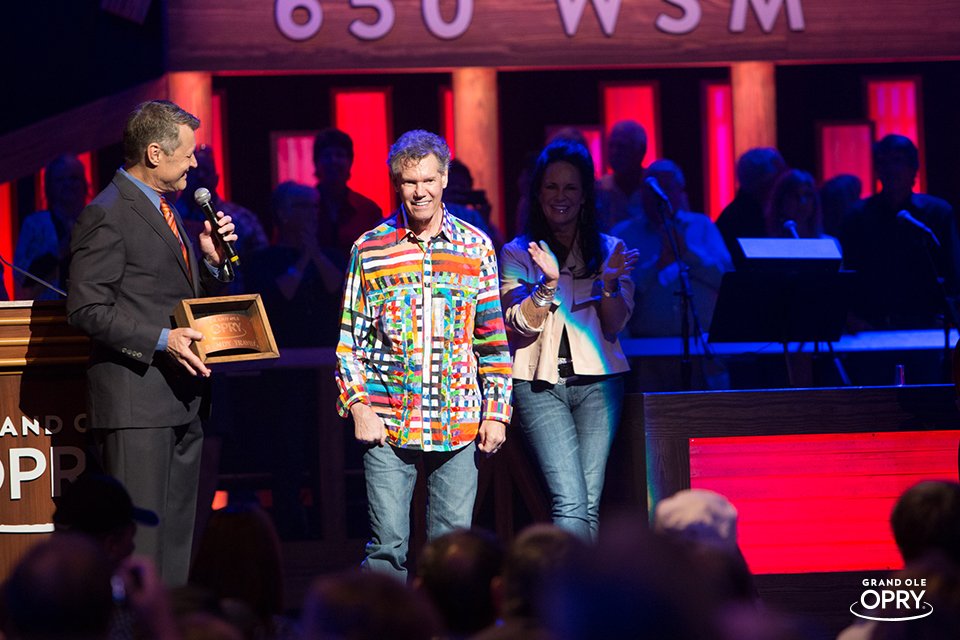opry's tweet photo. #ICYMI: @randytravis stopped by the #Opry last night and received his #Opry90 Member Award! https://t.co/X6GycVEGGA