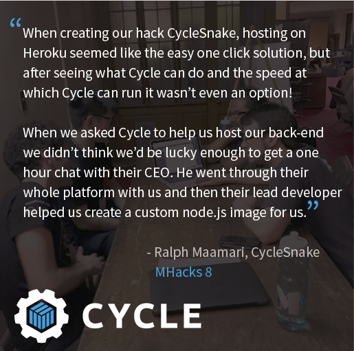 CyclePlatform's tweet photo. @ralphpalx shares his thoughts on Cycle! Check out his @mhacks project CycleSnake https://t.co/SQH3vpczuU #ContainedOnCycle #Hacktoberfest https://t.co/VsXDL6zGNg