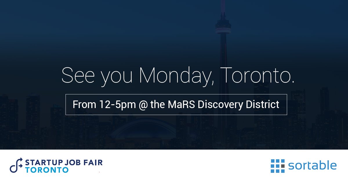 Sortable's tweet photo. On Oct 24, we're at @MaRSDD for @startupJF. Talk to us about working in Waterloo Region, tech startup life & Sortable culture. #TOstartupJF https://t.co/a9K1cUblDc