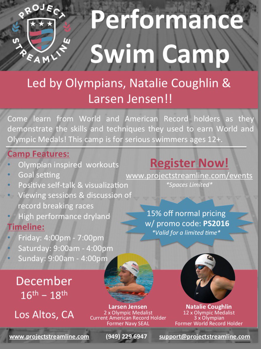 Proj_Streamline's tweet photo. Extremely excited to announce...@NatalieCoughlin will lead a swim camp December 16-18th in NorCal! Sign up today for this amazing experience https://t.co/du4leYgLuD