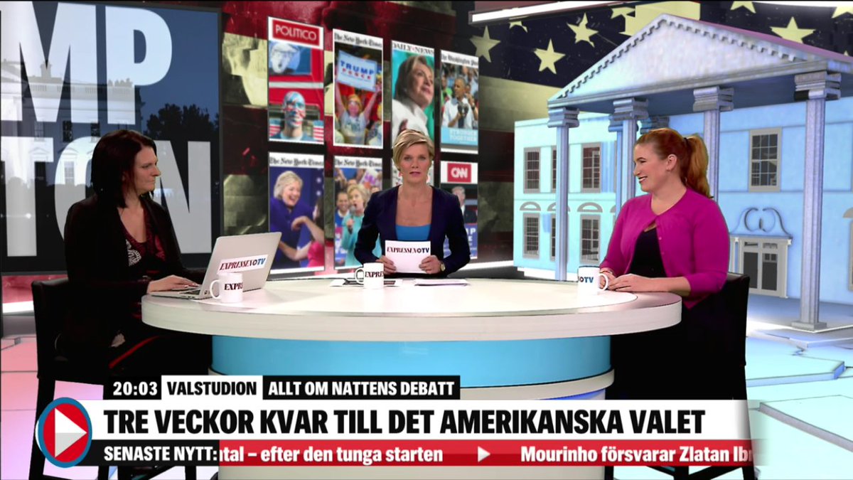 Just nu:"Valstudion" med <a href="/AnnaHerdenstam/">Anna Herdenstam</a> I natt: sista debatten mellan Clinton och Trump. Missa inte, spännande nu!  expressen.se/nyheter/slutst…