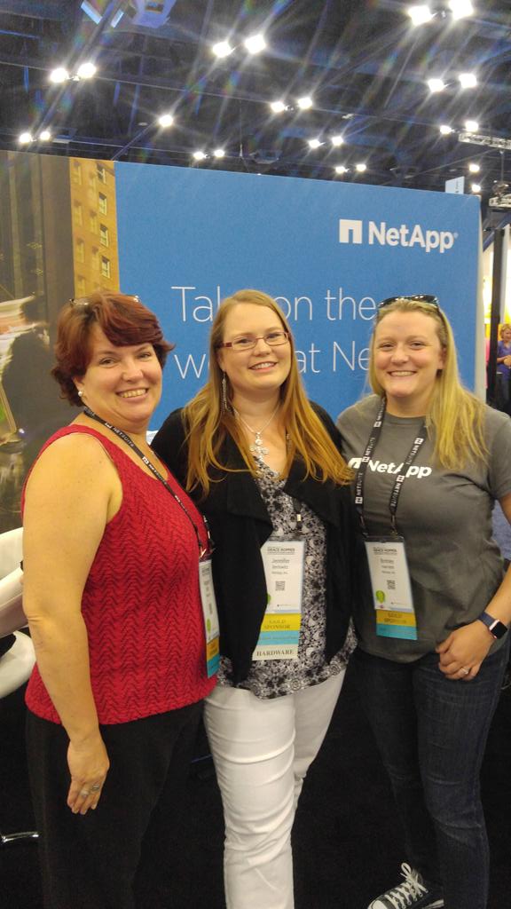 J_Berlowitz's tweet photo. #NetAppSAM team is representing at our #GHC16 @NetApp_WIT  booth https://t.co/BRfDNIrInr