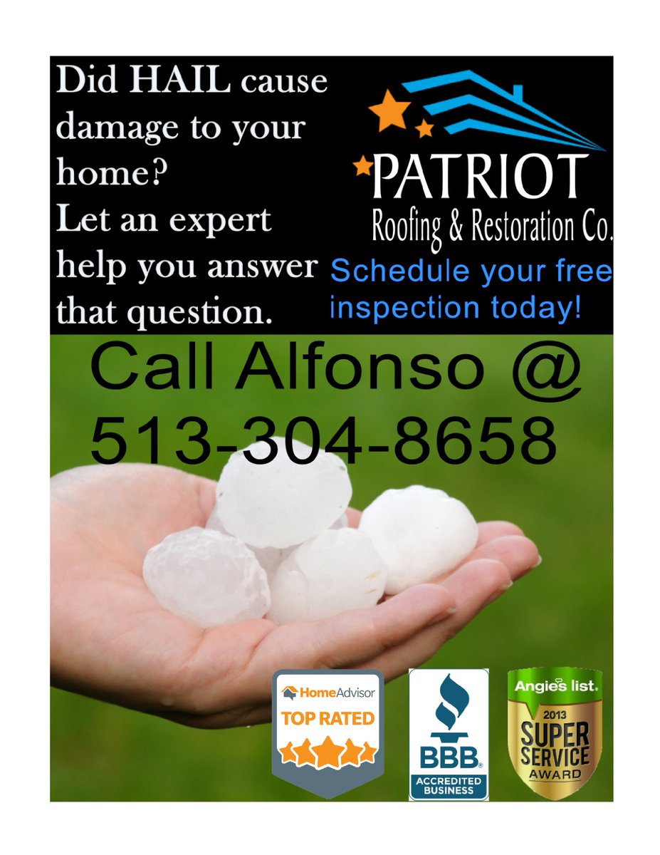 Iamacincyartist's tweet photo. #hail #haildamage @IndependenceKY0 @UnionKY #roofer #needaroof #needaroofer #roofdamage #roofing @Promote_Cincy @HomeAdvisor https://t.co/aNVa54KSir