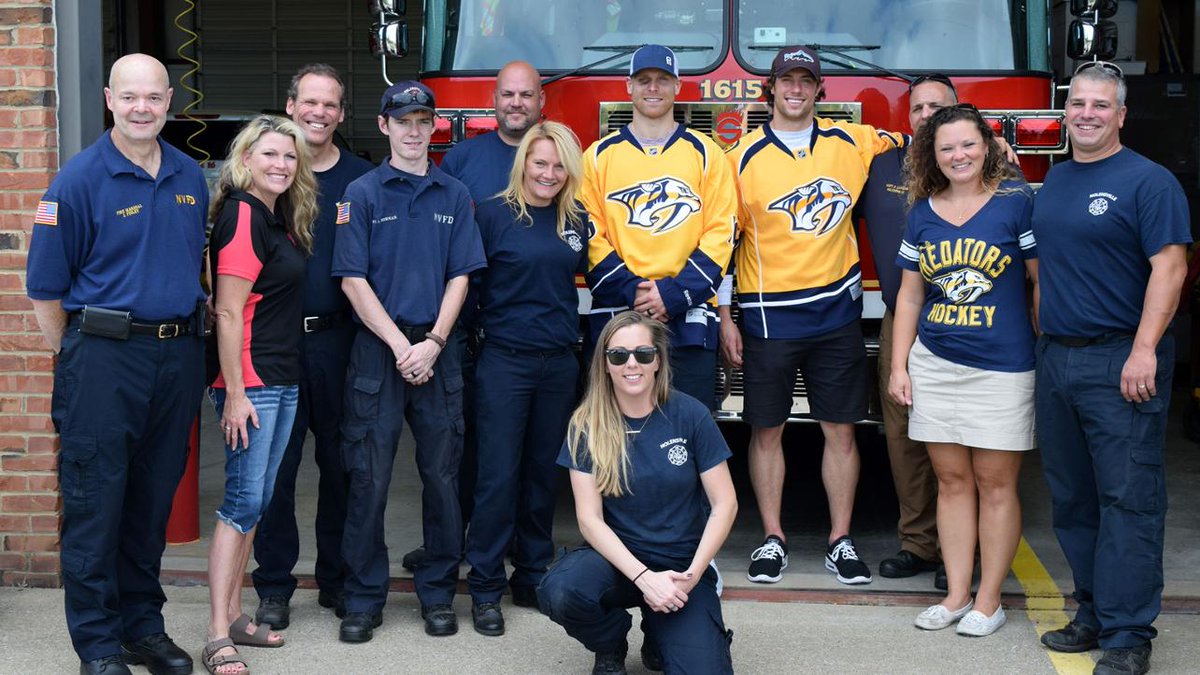 PredsNHL's tweet photo. #Preds thank Metro Police and Nolensville Fire Departments by giving them full season tickets. 

📖 >> https://t.co/ArZD3ijTFL https://t.co/f6k4AyGX2I