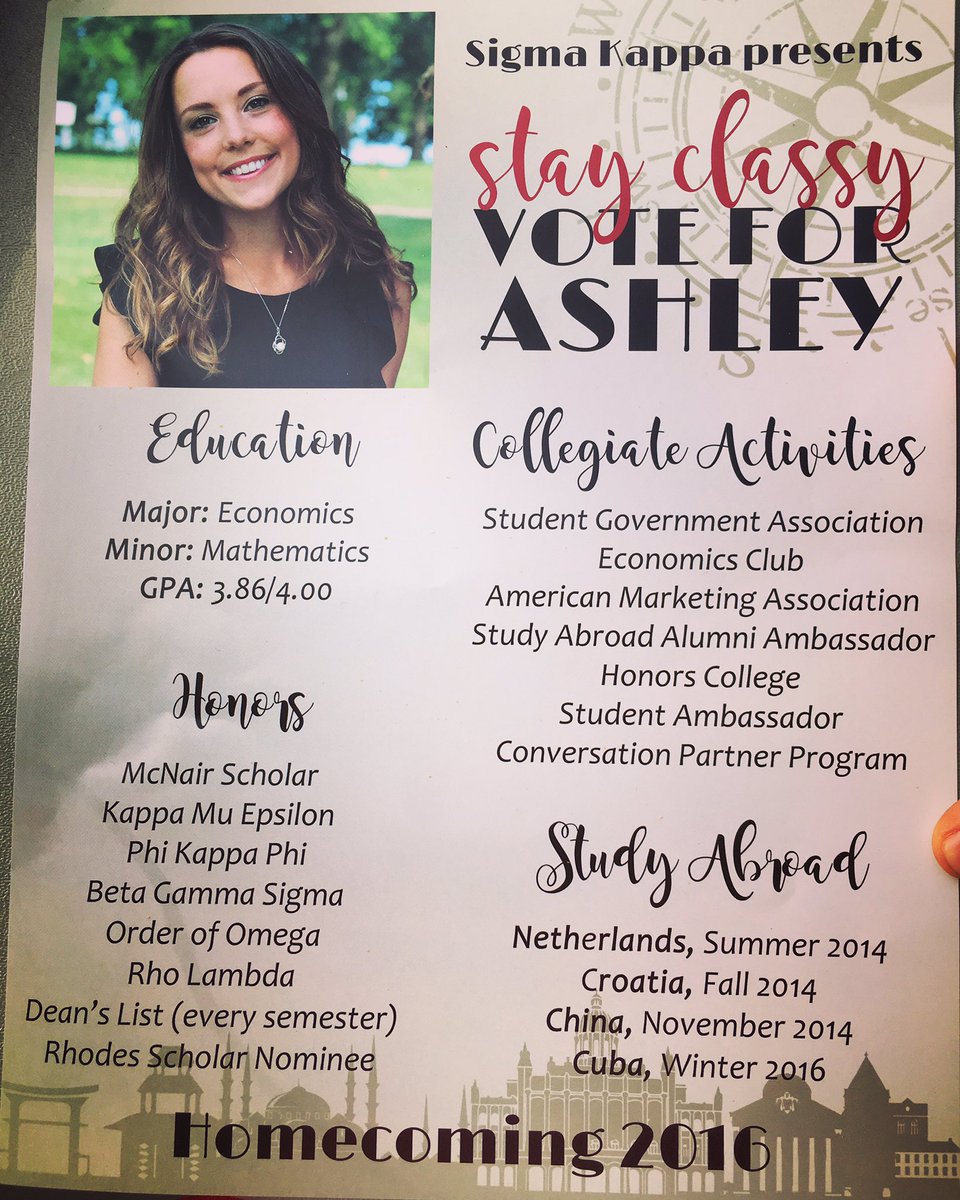 SigmaKappaUCM's tweet photo. If this doesn't show dedication who knows what does! Truly honored to have @ash_garrard as our homecoming candidate. Polls end at 7pm! https://t.co/OtYEOCfBGc