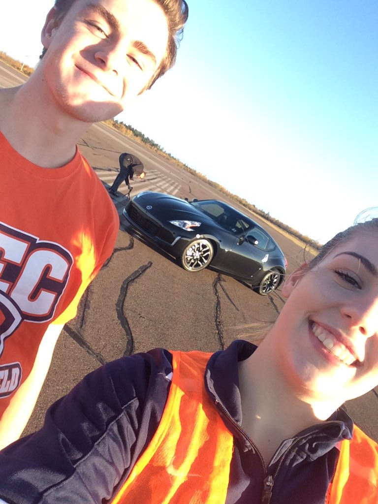 CECTrack's tweet photo. Brooklyn and Matt on set with @truronissan. Stay tuned if you want to see them lined up in the blocks vs this car and a plane! https://t.co/LtFFYleyzf