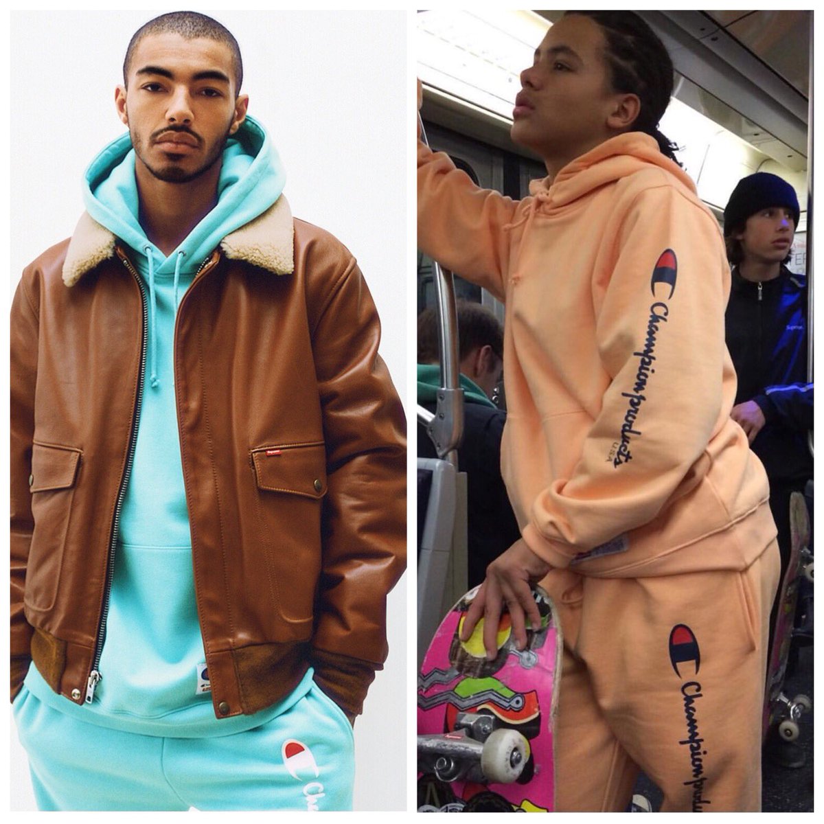 peach champion sweatsuit