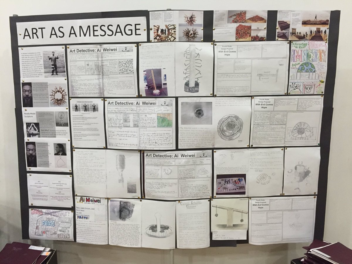 sb_artdept's tweet photo. #artasmessage year 7 work inspired by @aiweiwei_art finding out about the @srctwt #opentosyria #artsed @SBonnellSchool https://t.co/EQNeb5VXrt