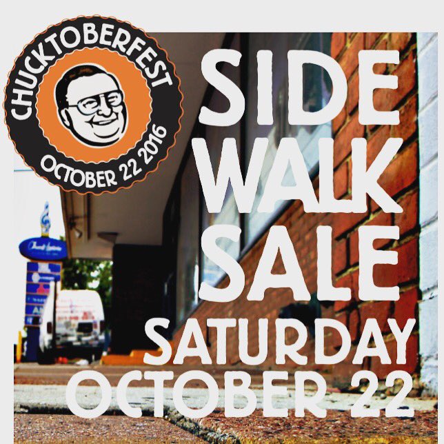 You don't want to miss #Chucktoberfest this Saturday! Crazy sales, food truck and live music. #chucklevins #fomo #foodtruck #livemusic