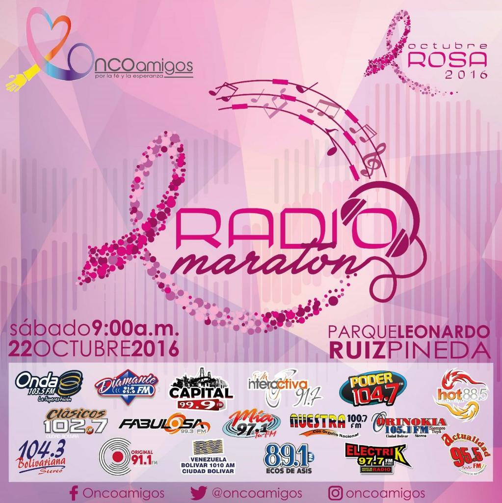 LaViajeraC's tweet photo. sábado 22 Oct. te invitamos a ser parte de el #RadioMaratonRosa2016 a beneficio de @oncoamigos  #ElCancerNoEsJuego https://t.co/1XexfuWe0h
