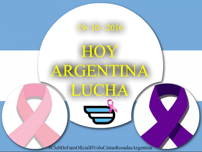 IlVoloNEACR's tweet photo. Hoy unimos lacitos..En Argentina no solo conmemoramos el #DiaContraelCancerdeMama, sino que también se está realizando la marcha #NiUnaMenos https://t.co/ckCifODfwO