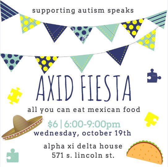 ITS FIESTA TIME!!!! Head on over to the ΑΞΔ house for all you can eat Mexican food.🌮
