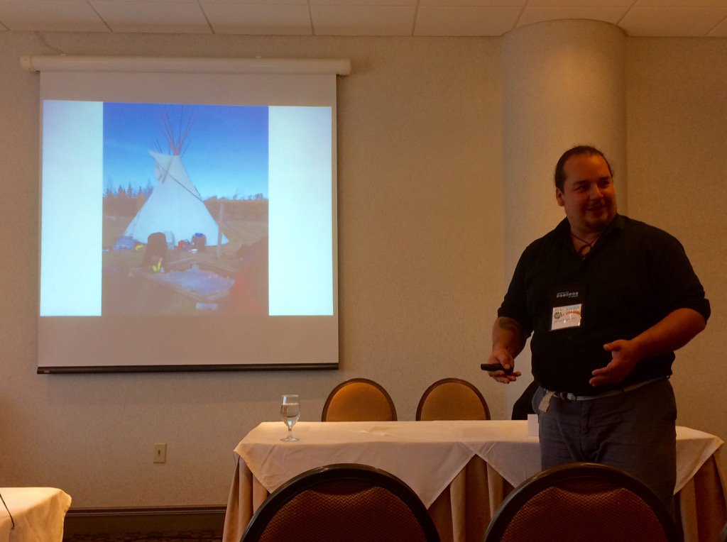 CultureDELL's tweet photo. Damon Badger Heit from@SaskCulture speaks about artist engaging communities at #CCNC2016 https://t.co/qxrJngT50d