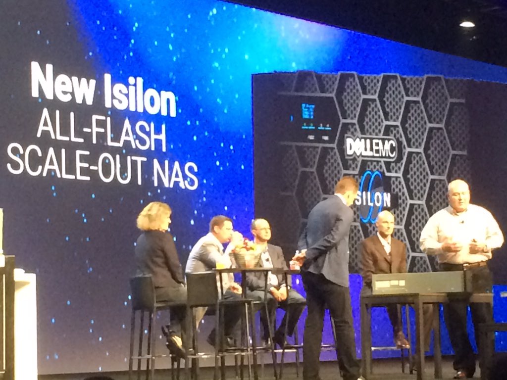 addisonsnell's tweet photo. New @DellEMCIsilon all-flash scale-out NAS: 250K IOPS, 15GB/s, 1PB in 4U, scales to 400+ nodes. #DellEMCWorld #HPC https://t.co/KhsxcxYwxS