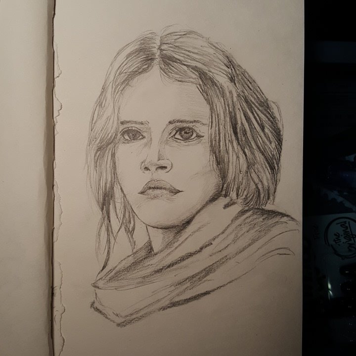 JacobReher's tweet photo. Jyn Erso from @RogueOneMovie #sketch #jynerso #FelicityJones @starwars @StarWarsGames #artwork #drawing https://t.co/Wzquaa15s5
