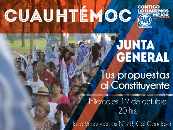 ¡Militantes del <a href="/PANAZCAPOTZALCO/">PAN AZCAPOTZALCO</a>, <a href="/CDDPANCoyo/">PAN Coyoacán</a>, @PANCuajimalpa1 y <a href="/PANCuauhtemoc/">PAN CDD Cuauhtémoc</a>, hoy escuchamos tus propuestas para la #ConstituciónCDMX!