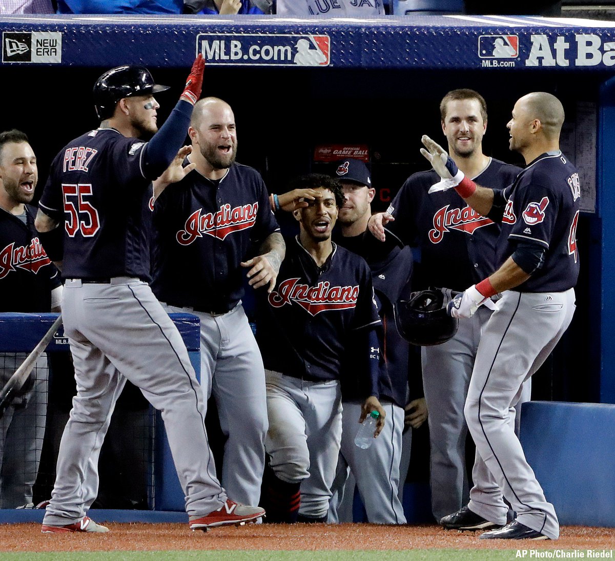 FoxNews's tweet photo. BREAKING: The Cleveland @Indians are #WorldSeries-bound after defeating the Toronto @BlueJays in five games. https://t.co/lmbh0LEDJv