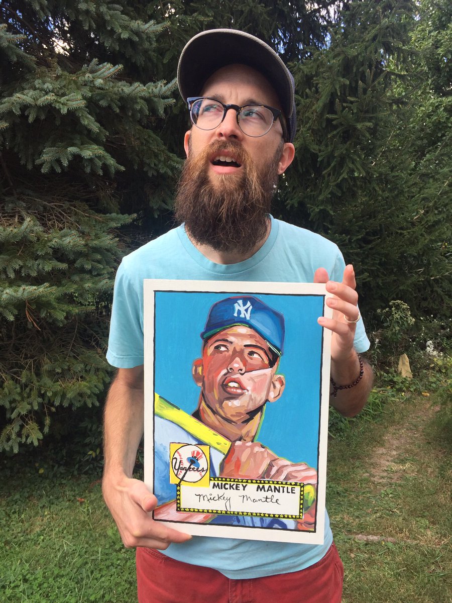 hillbones's tweet image. Couldn't afford the original so I painted my own. #MickeyMantle #Yankees #NYC #oilpainting @RealMichaelKay 😉