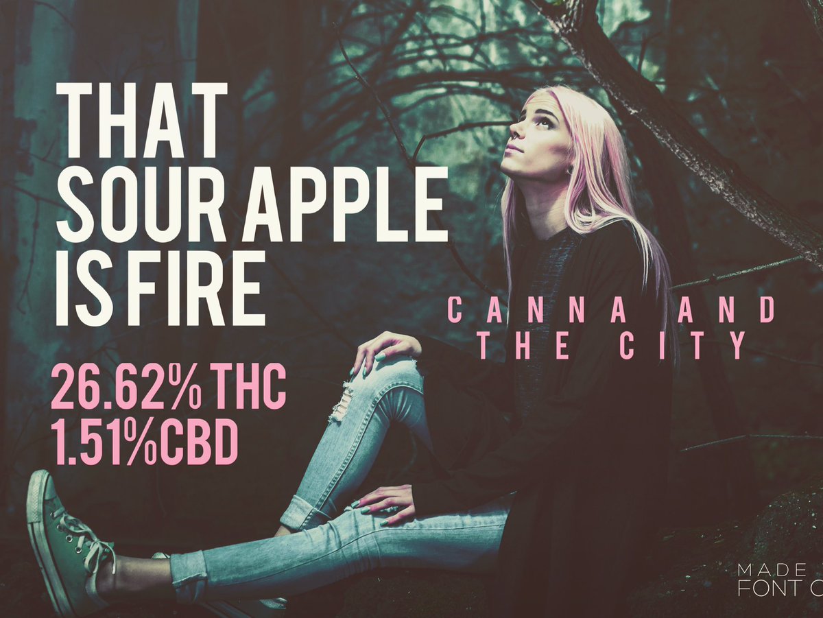 cannaandthecity's tweet photo. Visit  @cannaandthecity for #sourapple flower! 26.62% THC and 1.51% CBD #fire #stonerinspired #cannaandthecity https://t.co/rsoOUNhPxD