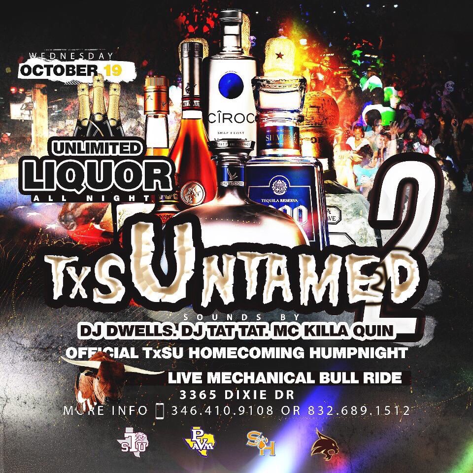 ElitePromo__'s tweet photo. @wynternotwinter The Official #TxSU Homecoming 'Hump Night' Party!

🔥🎬 #TxsUNTAMED2 Tonite 🐯‼

ForTix: 713.498.5774 https://t.co/RcMsVlDouU