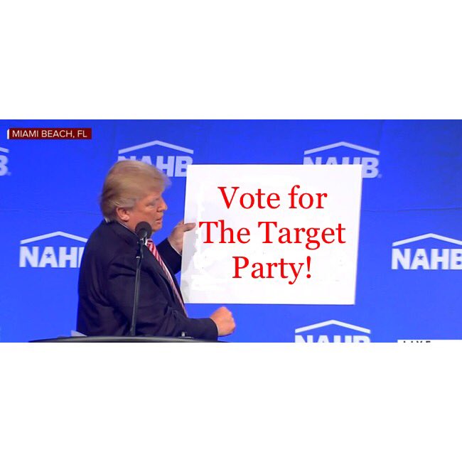 thetargetparty1's tweet photo. One thing Hillary Clinton and Donald Trump CAN agree on is that you should vote for The Target Party! https://t.co/fSzfsWUx6d