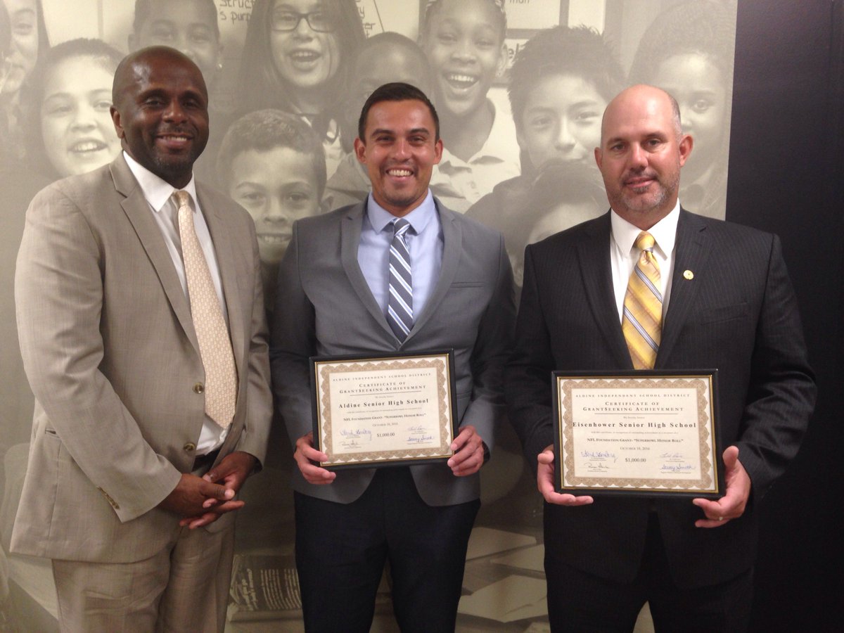 Aldine Athletics (@aldineathletics) on Twitter photo @AldineISDFB Coaches receive grant from NFL! @AldineFootball @IkeFootball2016 <a href="/ike9_Eagles/">Eisenhower 9th Grade</a> @Swoop_Swoop @HoffmanHornets @<a href="/StovallSteerATH/">Stovall Athletics</a> @AldineISDFB Coaches receive grant from NFL! @AldineFootball @IkeFootball2016 <a href="/ike9_Eagles/">Eisenhower 9th Grade</a> @Swoop_Swoop @HoffmanHornets @<a href="/StovallSteerATH/">Stovall Athletics</a>