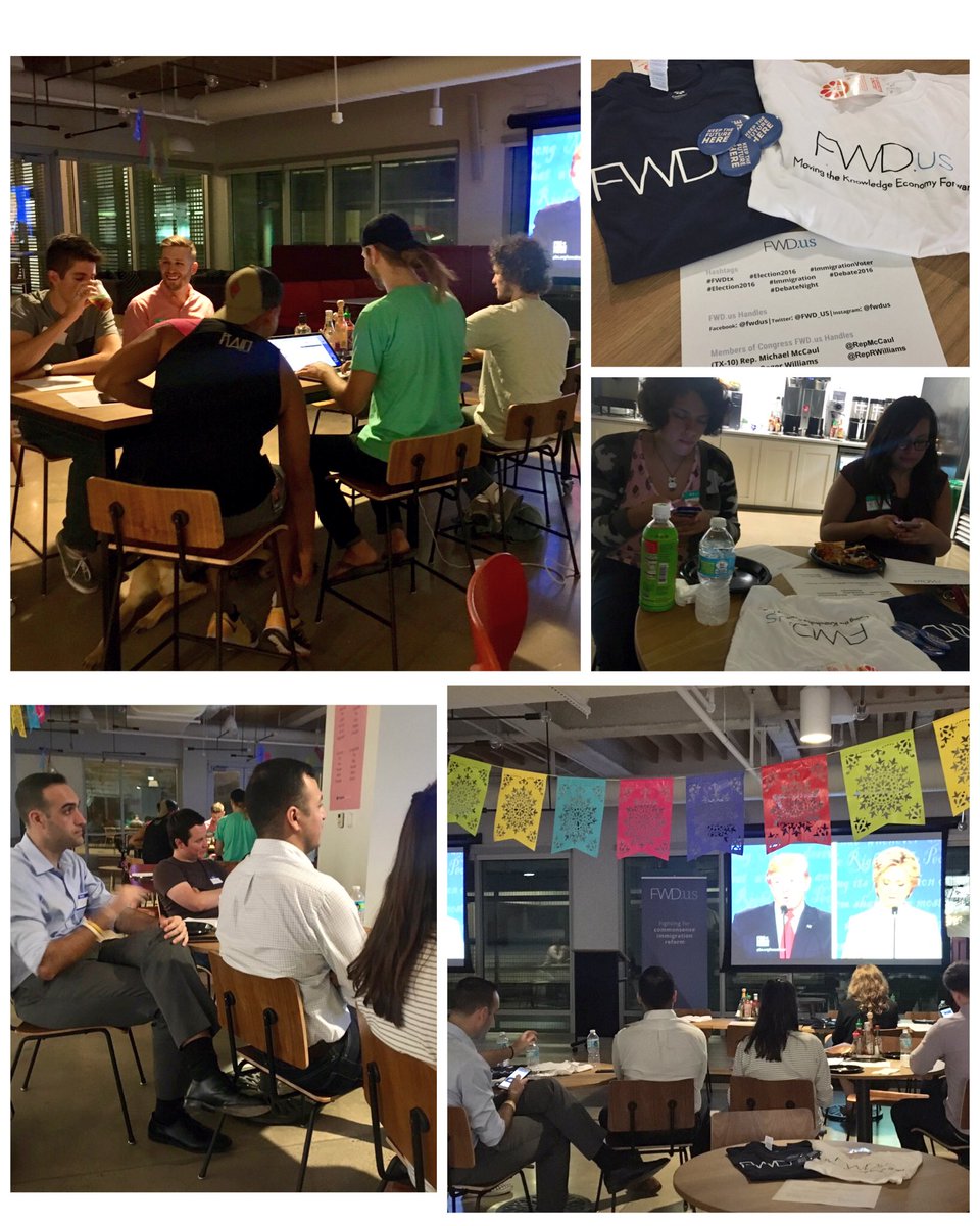 ZairaRuthGarcia's tweet photo. #FWDtx gathering w/ .@Dropbox to watch tonight's #debate we want to hear solutions to our broken #immigration system! #Election2016 https://t.co/wm3QR6otEs