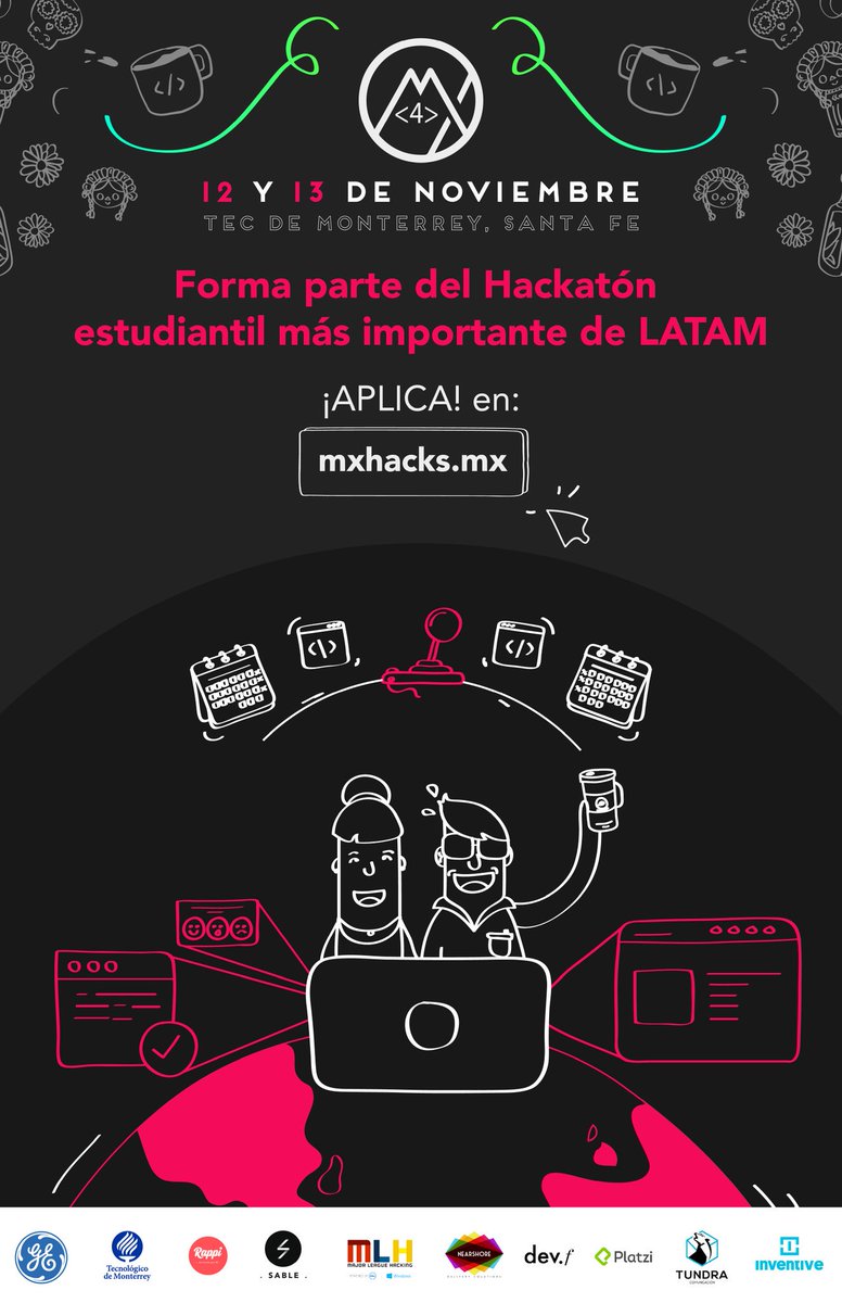 mx_hacks's tweet image. Aún están a tiempo de ser parte del #MXHacksIV el #hackathon más grande de latinoamérica ¡Den #RT e inviten a sus amigos! 🚀🎮🕹💻