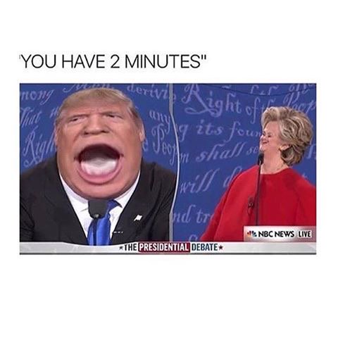 AlexandraS_2019's tweet photo. Trump when told he can speak #RhetDebate https://t.co/M2FucUkJht
