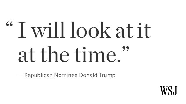 WSJPolitics's tweet image. Donald Trump refuses to pledge to accept the results of the election. on.wsj.com/2dPLo1O