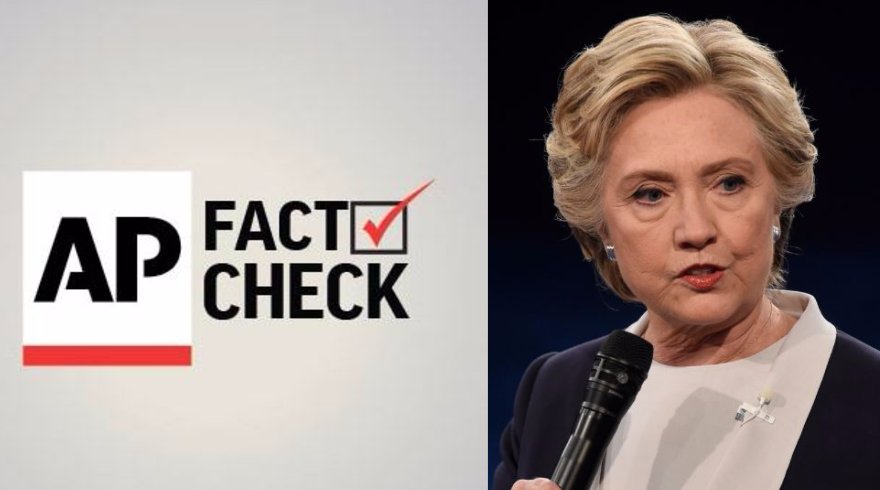 AP_RaceCalls's tweet photo. #APFactCheck: Clinton's remarks on world trade were about more than energy. #debatenight https://t.co/eI6HsHvTwf https://t.co/OrrOPI0Rfd
