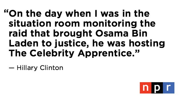 NPR's tweet image. Here's how Hillary Clinton responded the criticism of her experience at the #debate: n.pr/2eiwGUC