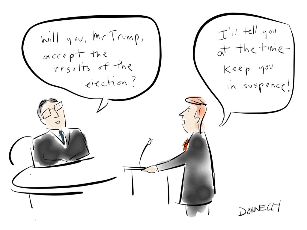 lizadonnelly's tweet photo. Trump will keep us in suspense. #debate @CBSThisMorning @CBSNews https://t.co/Q0NfK5Rd19