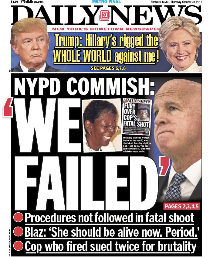 Early Look At Tomorrows Front Page Nypd Commish We Failed Procedures Not Followed In