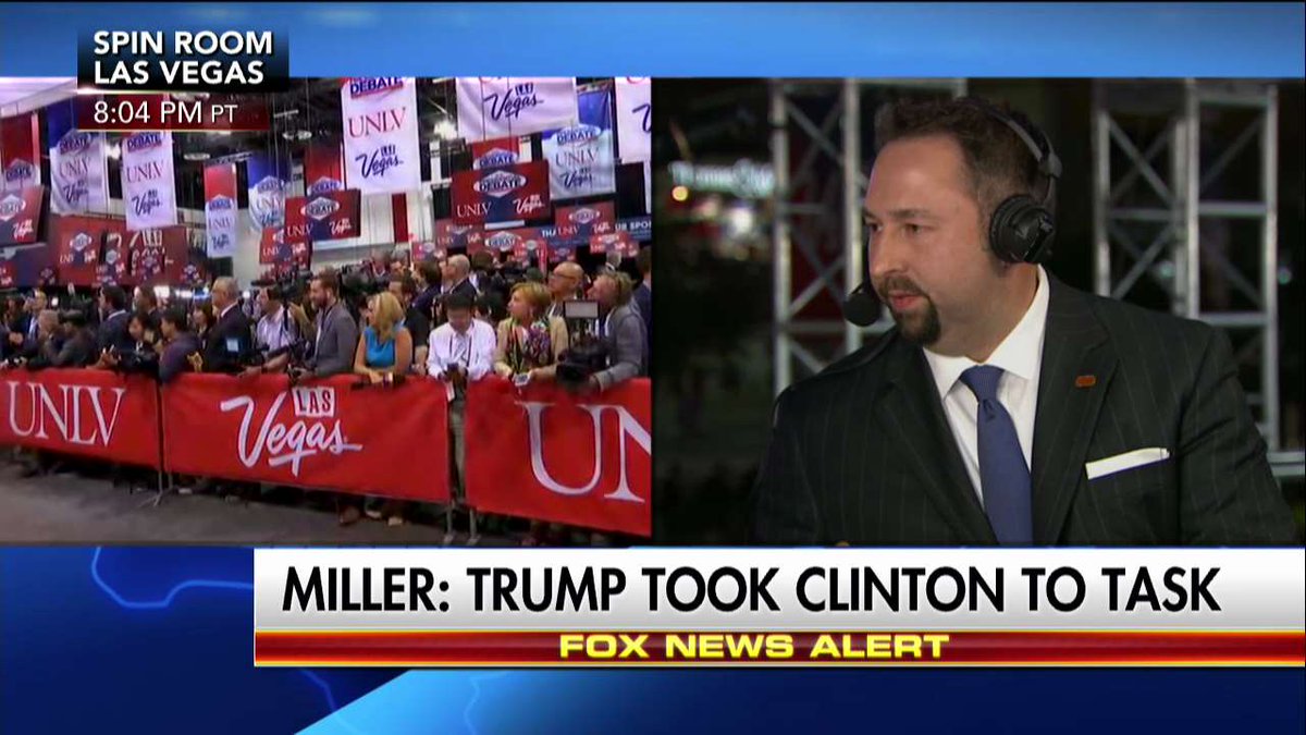 FoxNews's tweet photo. .@JasonMillerinDC: "I understand that the Democrats, their heads are exploding tonight... Hillary did very poorly. Mr. Trump did fantastic." https://t.co/yTLMv3t3Yd