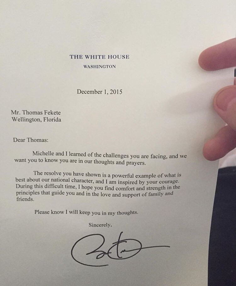 Thank you Obama for this, and for ObamaCare, which helped Thom and so many others get coverage despite having pre-existing conditions