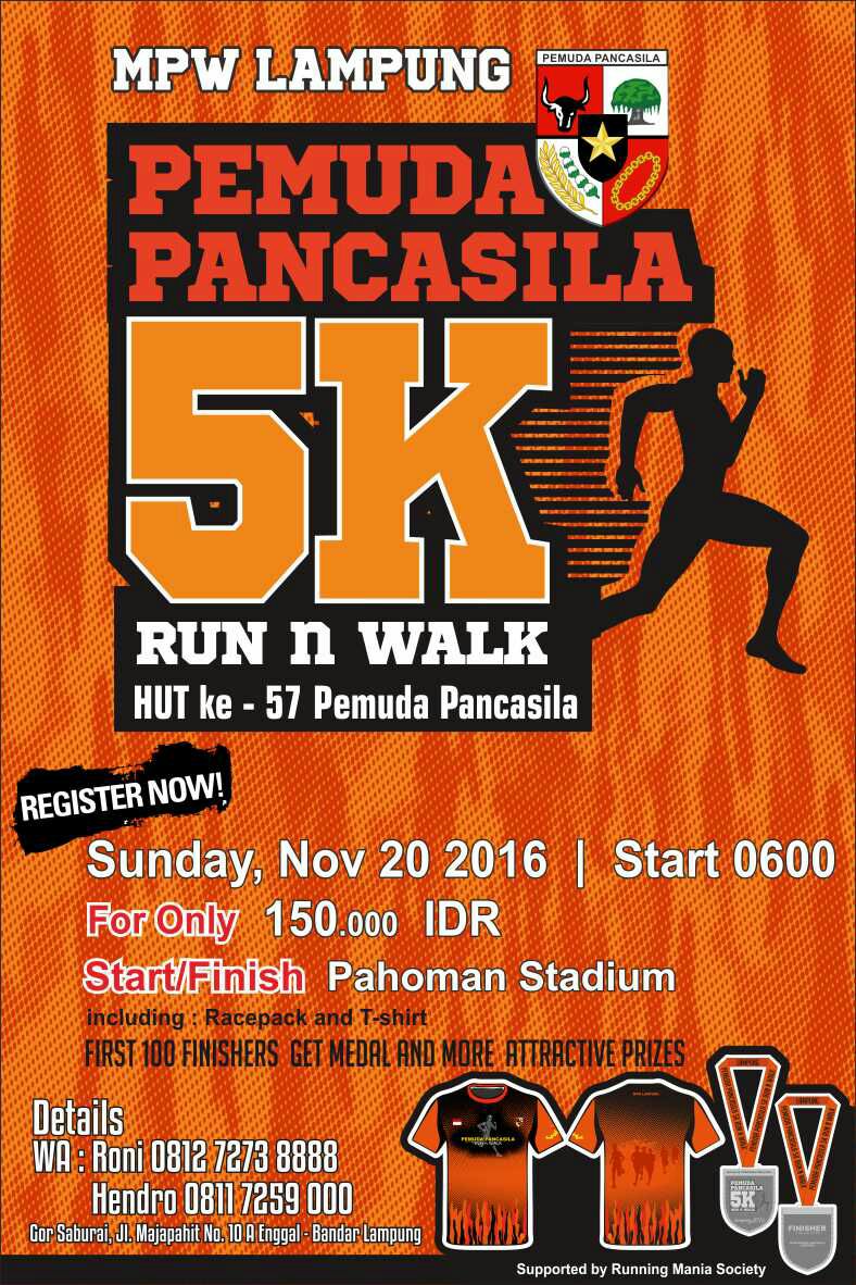 Asrony's tweet photo. Ikuti Pemuda Pancasila 5K Run n Walk @PP_SAPMAPP @PP_TIDAR https://t.co/bNadGaK4Fh