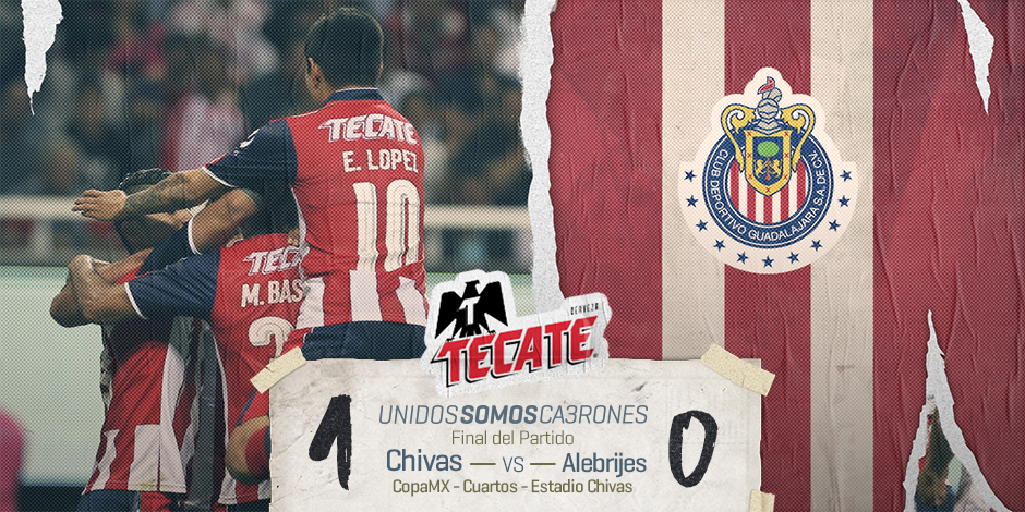 Chivas's tweet photo. ChivaHermanos, ¡nos vamos a semifinales de #CopaMX🏆! Gracias por su apoyo esta noche. 🇫🇷 #UnidosSomosCA3RONES 👊 https://t.co/blsg0eGCTW