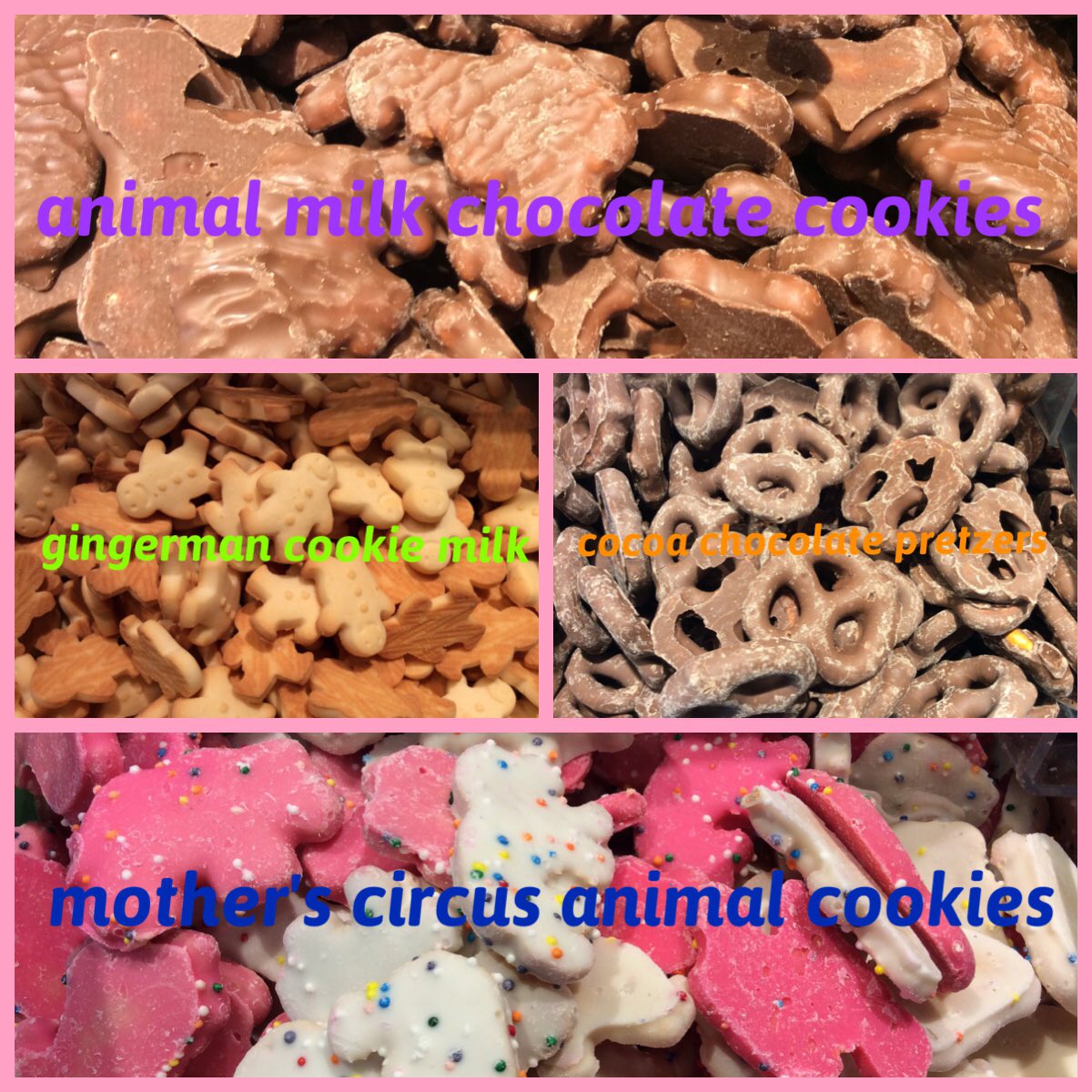 スウィートファクトリー横浜店 本日 ビスケット商品をご紹介 横浜店ではお子様にも食べやすいビスケット4種類ご用意してます 人形型が可愛いジンジャーマンクッキー 甘塩っぱくクセになるプレッツェル 動物 型の人気のアニマルクッキーとマザーズ