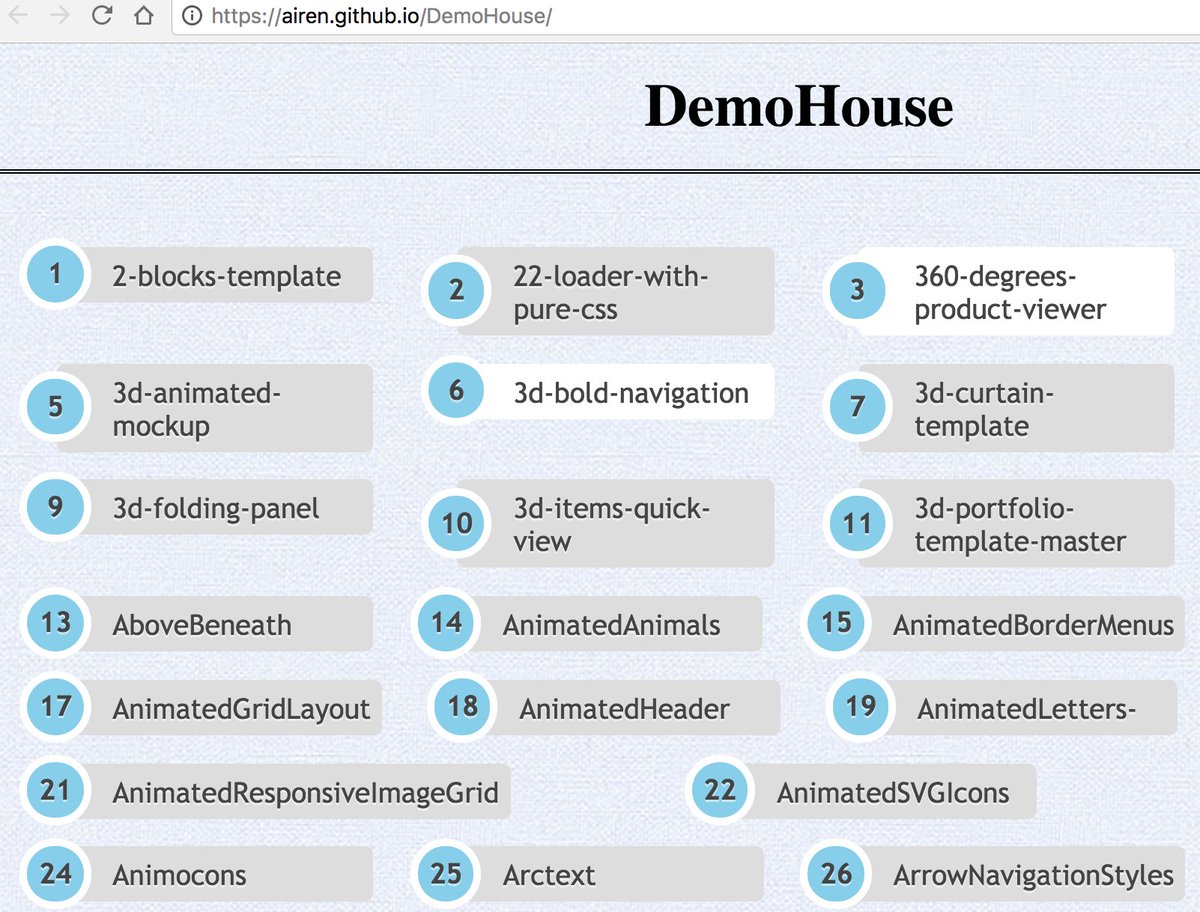 umaar's tweet image. Web Demo House - airen.github.io/DemoHouse/ Huge list of stunning demos on the web. Github repo has code for each demo: github.com/airen/DemoHouse