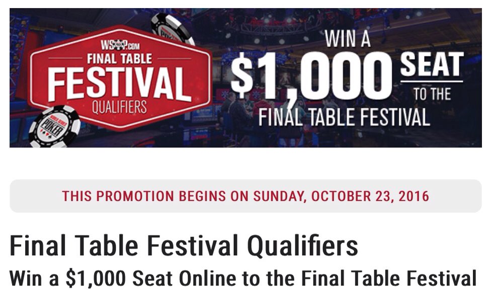 WSOPLiveAction's tweet photo. @WSOPcom Qualifiers begin Sunday! #FinalTableFestival #WSOP

https://t.co/2crMb2oYUd https://t.co/YWnKkMB0aJ